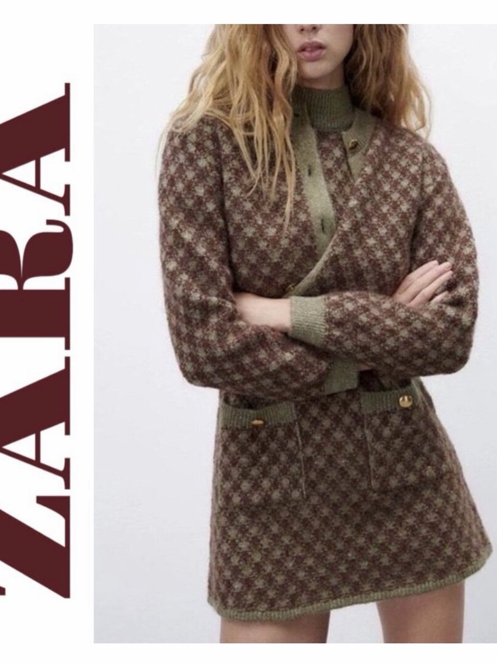 Zara Brown and Olive Knit Dress Set